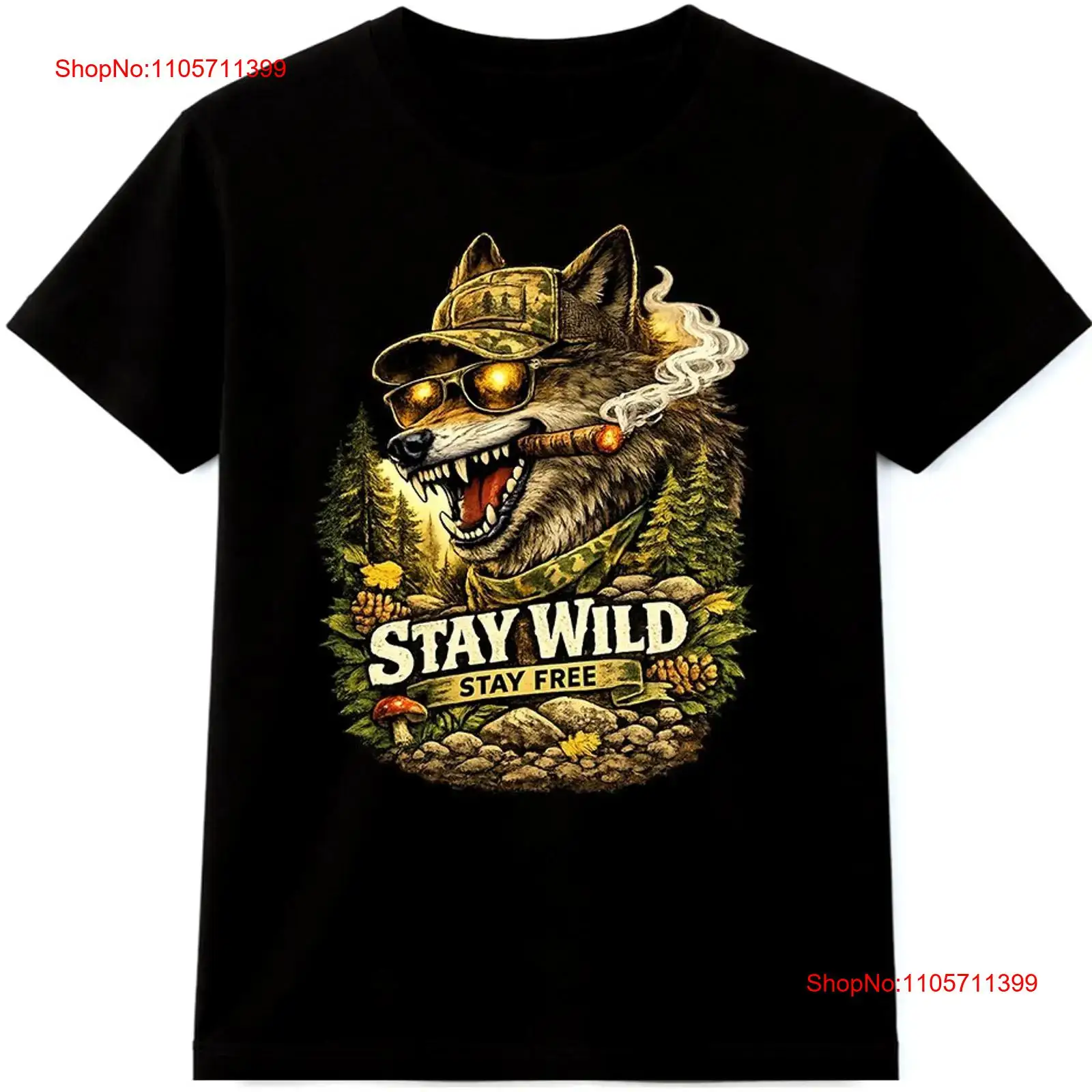 Wildman Hunting & Outdoor Vanderbijlpark - Camiseta de lobo Stay Wild Free
