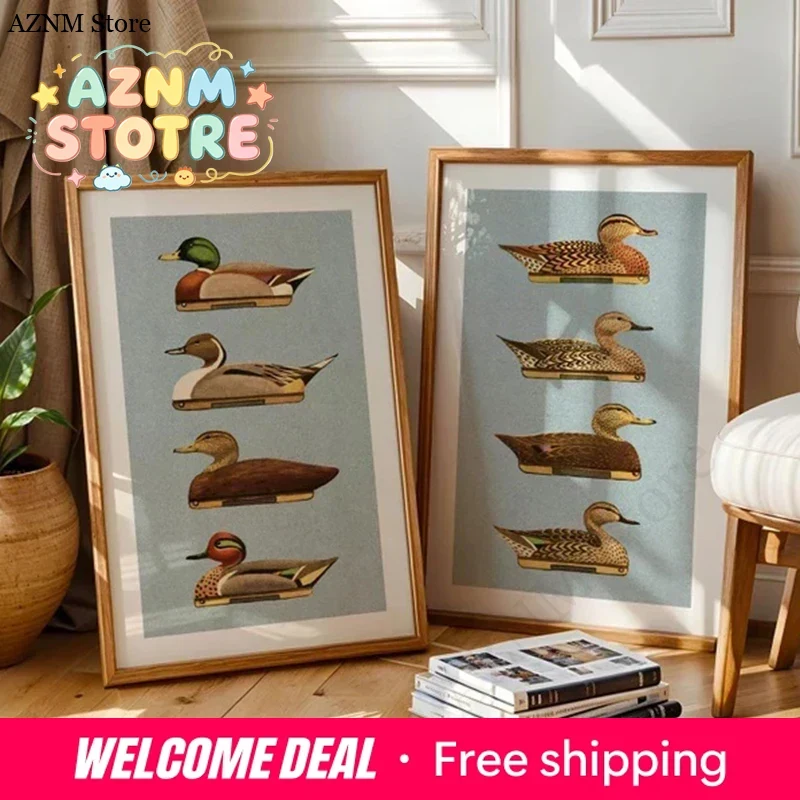 Hunting Outdoor Decor - Pósteres Retro de Patos para Exteriores,