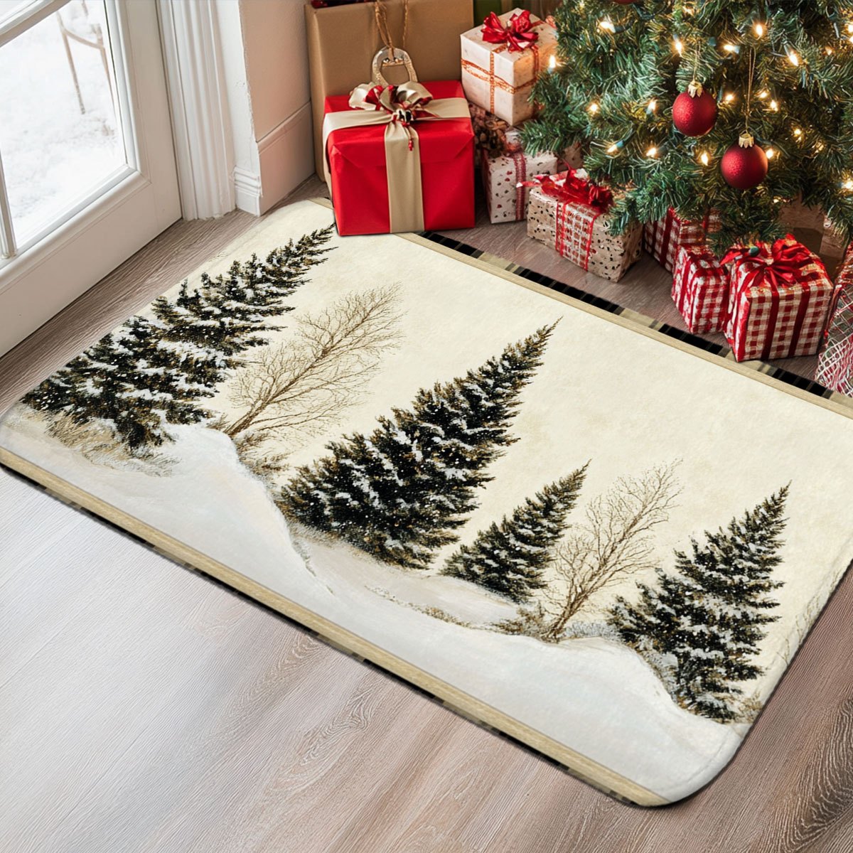 Hunting Outdoor Christmas Decorations - Alfombra Lavable Antideslizante con Diseño de